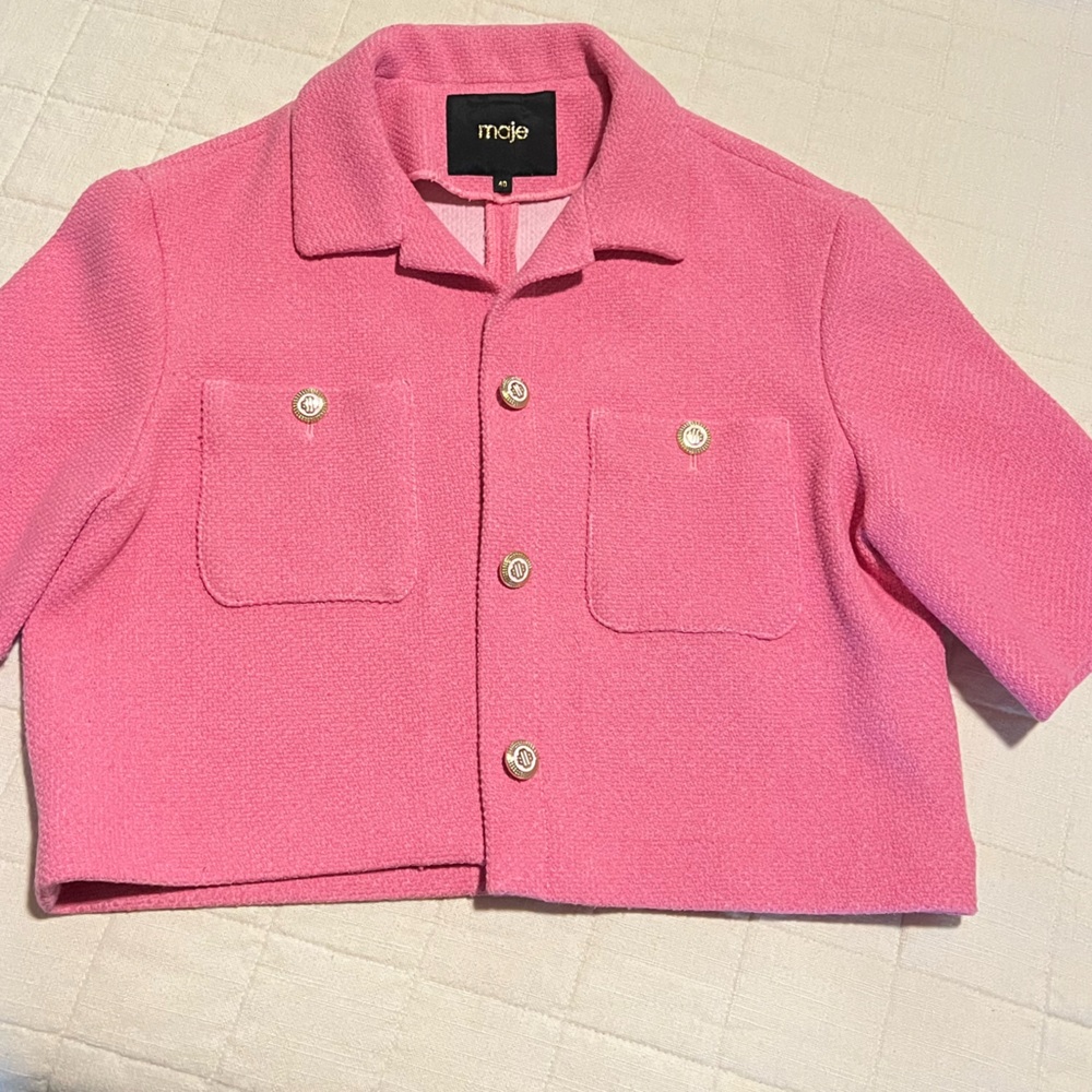 Maje Fuchsia Textured Blazer